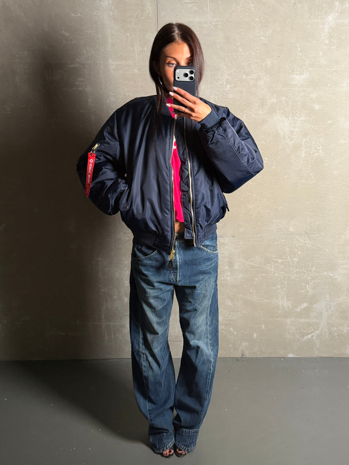BOMBER OVERSIZED DÖKKBLÁR
